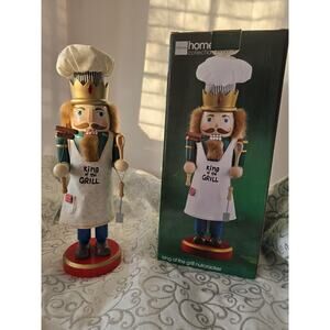 Home Collection Christmas King Of The Grill Wood 15" Nutcracker Christmas Decor